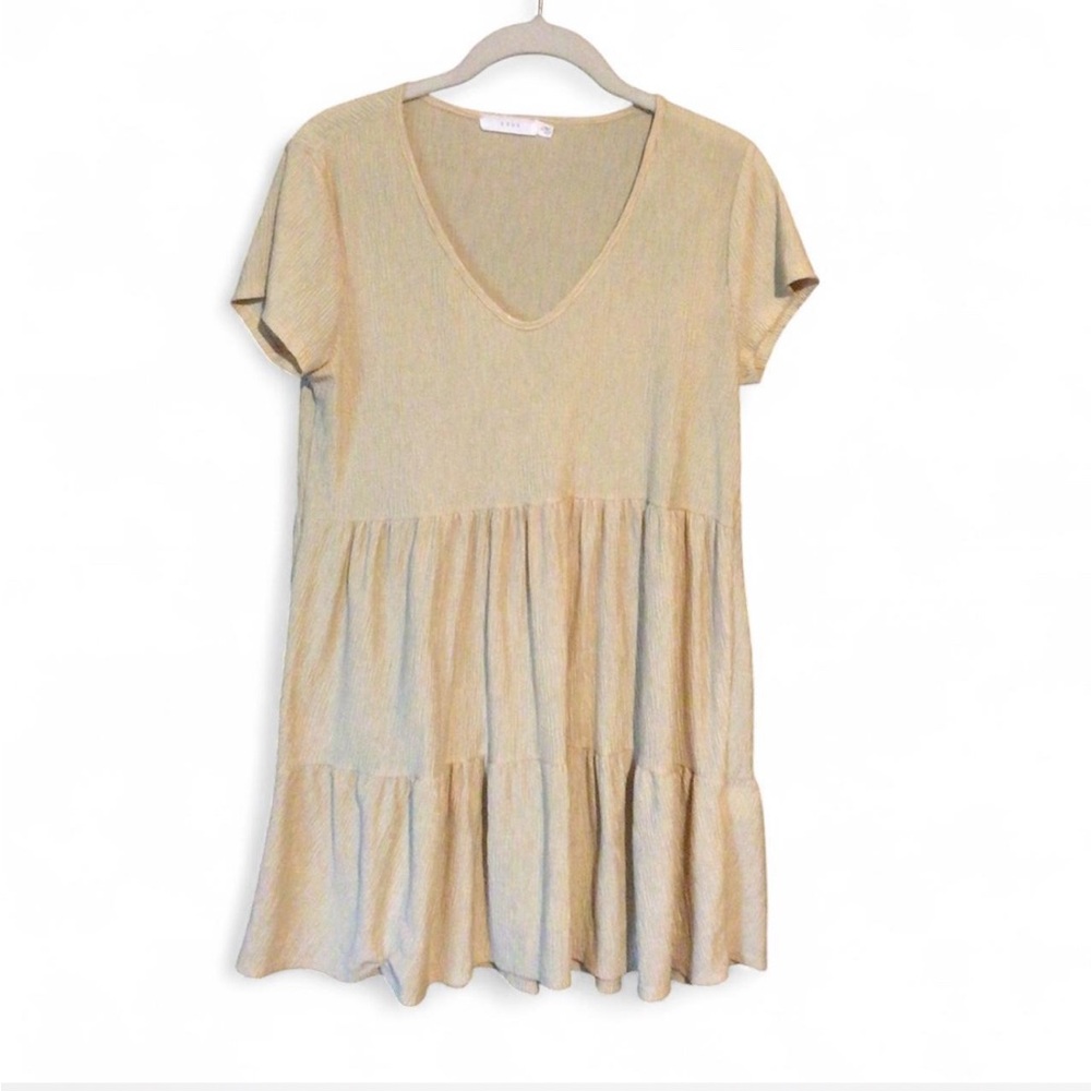 Lush Tan V-Neck Mini Dress